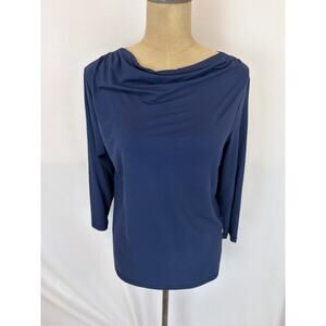 NWT Soya Concept Blue Funnel Neck 3/4 Sleeve Top #0440 XXL